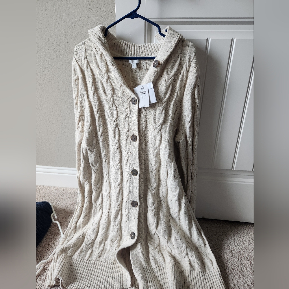 J. Jill extra long cable knit cardigan womens XL NWT